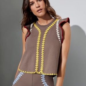 Carbon38 Women Flutter Sleeve Sleeveless Top